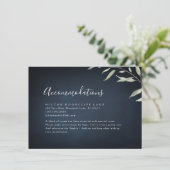 Moody navy minimale groene accommodatie informatiekaartje (Staand voorkant)