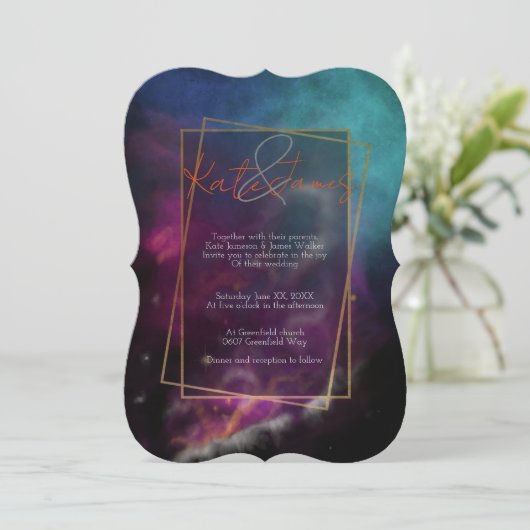 Moody Nebula van de uitnodiging van het huwelijk (Staand voorkant)