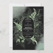 Moody Night Misty Fog Woodland Greenery Wedding Kaart (Voorkant)