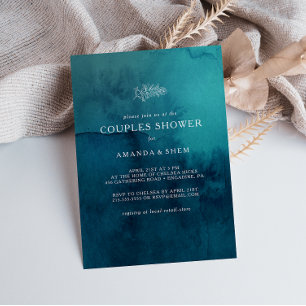 Moody Ocean Aquarelle Couples Douche Invitation