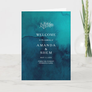 Moody Ocean Watercolor Programme de mariage plié
