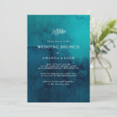 Moody Ocean Waterverf Bruiloft Brunch Uitnodiging (Staand voorkant)