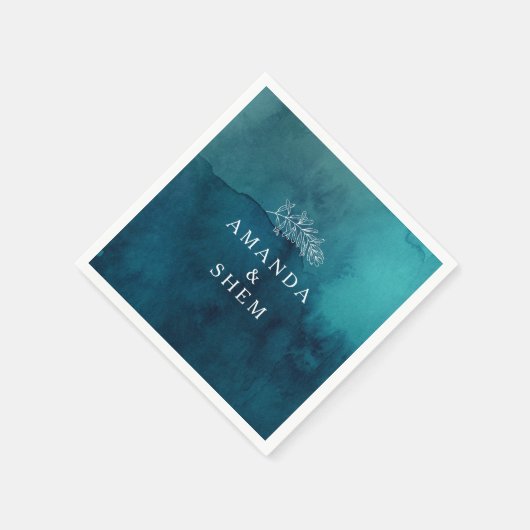 Moody Ocean Waterverf bruiloft servetten (Hoek)