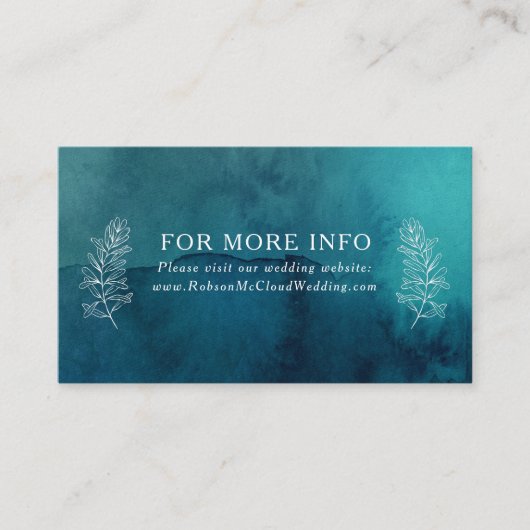 Moody Ocean Waterverf Bruiloft Website Enclosure Informatiekaartje (Voorkant)