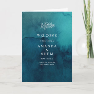 Moody Ocean Waterverf Folded Wedding Programme Programma