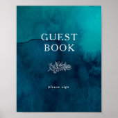 Moody Ocean Waterverf Guest Book Sign Poster (Voorkant)