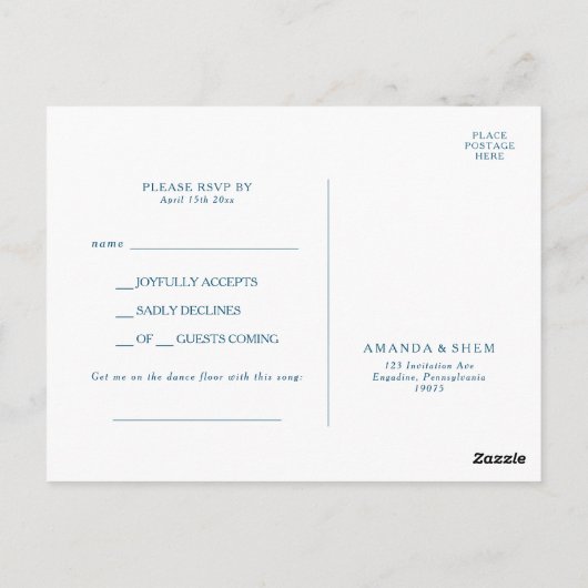 Moody Ocean Waterverf Song Request RSVP Briefkaart (Achterkant)