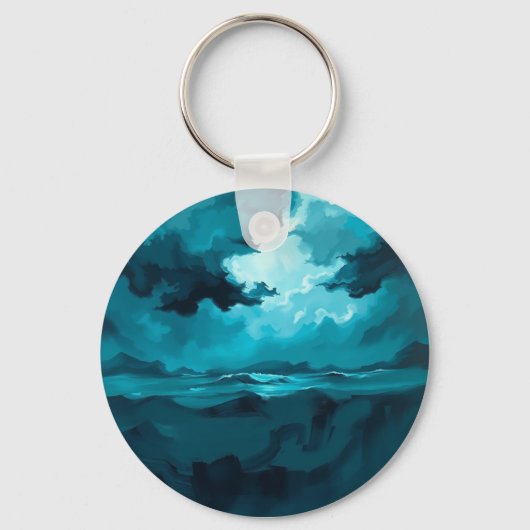 Moody Ocean Waves Under Stormy Sky – Abstract Seas Sleutelhanger (Voorkant)