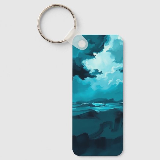 Moody Ocean Waves Under Stormy Sky – Abstract Seas Sleutelhanger (Voorkant)