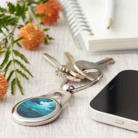 Moody Ocean Waves Under Stormy Sky – Abstract Seas Sleutelhanger (Zijkant)