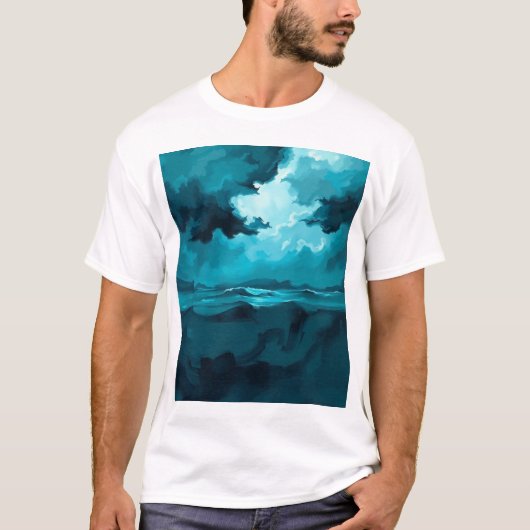 Moody Ocean Waves Under Stormy Sky – Abstract Seas T-shirt (Voorkant)