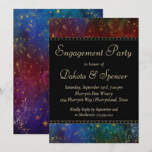 Moody Ombre Donkere Jewel Tone Engagement Party Kaart