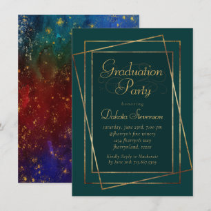 Moody Ombre Jewel Tone Green Graduation Party Kaart