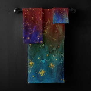 Moody Ombre Psychedelic Grunge Gold Stardust Bad Handdoek