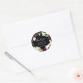 Moody Paars Black Hartelijk dank voor uw weddensch Ronde Sticker (Envelop)