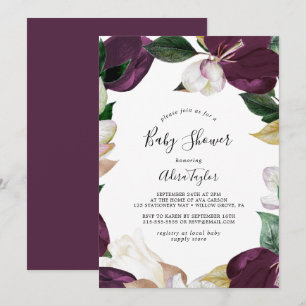 Moody Paarse Blooms Baby shower Kaart