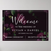 Moody Paarse Blooms Pattern Arrows Welkom Poster (Voorkant)