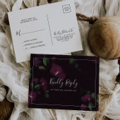 Moody Paarse Blooms Pattern Eenvoudig RSVP-Briefka Uitnodiging Briefkaart