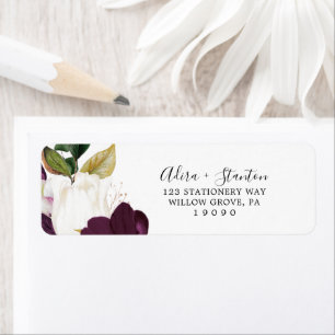 Moody Paarse Blooms Return Address Label