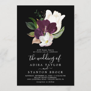 Moody Paarse Blooms Zwart huwelijk van Kaart