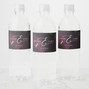 Moody Paarse Gothic Blooms Wedding Waterfles Etiket