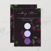 Moody Paarse Kalligrafie Trouwkleding Kleur Informatiekaartje (Voorkant / Achterkant)