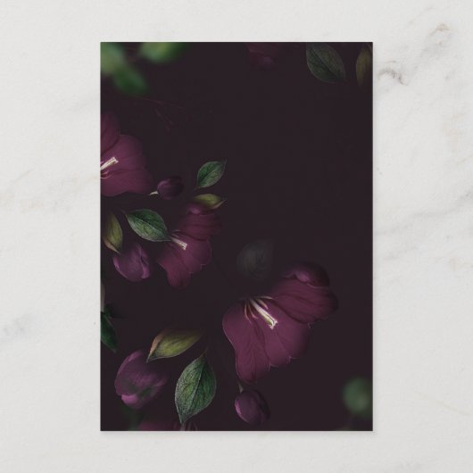 Moody Paarse Kalligrafie Trouwkleding Kleur Informatiekaartje (Achterkant)