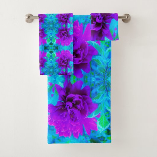 Moody Paarse Peony met mooie olievlek Bad Handdoek (Insitu)