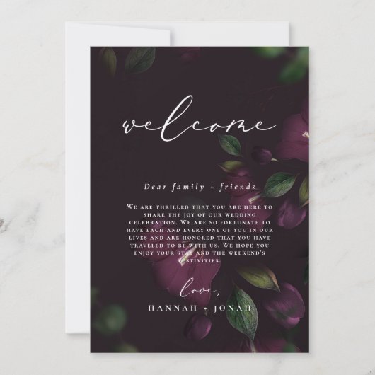 Moody Paarse Trouwprogramma Welkom Tas kaart (Voorkant)