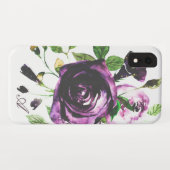 Moody Paarse Waterverf BloemMonogram Case-Mate iPhone Case (Achterkant (horizontaal))
