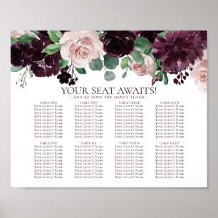 Moody Passion Paarse graafschappen van Floral Ga Poster