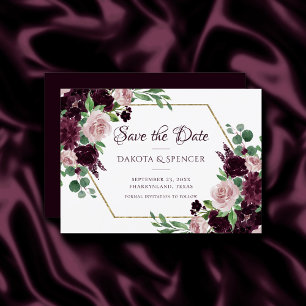 Moody Passions   Dramatische Paarse wijnroos boeke Save The Date