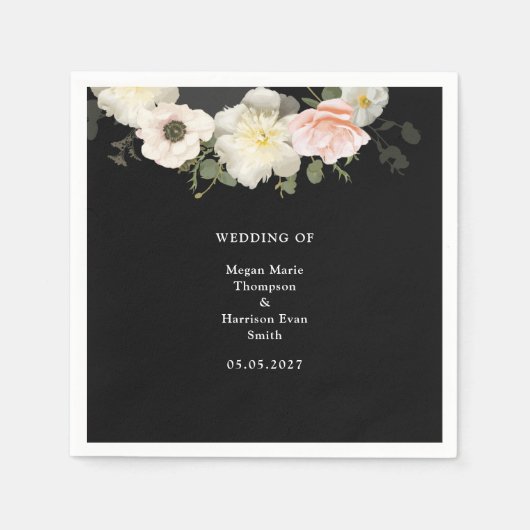 Moody Peonies en Anemones die weduwschap opblazen Servet (Voorkant)