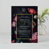 Moody Peony Floral Faire-part de mariage (Debout devant)