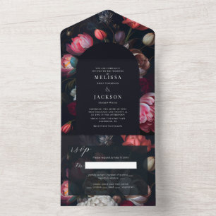 Moody Peony Floral Mariage Arch Invitation