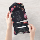 Moody Peony Floral Wedding Arch Invitation All In One Uitnodiging (Afscheurbaar)