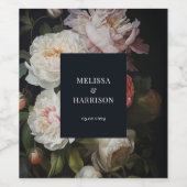 Moody Peony Painterly Bloemen Bruiloft Wijn Label Wijn Etiket (Enkel label)