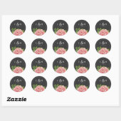 Moody  Pink Peony Wedding Ronde Sticker (Vel)