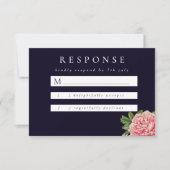 Moody Pink Peony Wedding RSVP Kaartje (Voorkant)