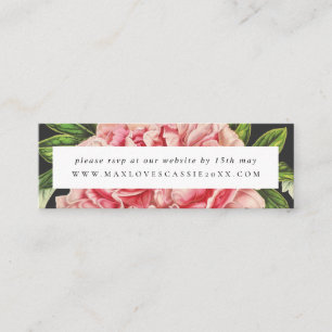 Moody  Pink Peony Wedding Website RSVP-kaart Mini Visitekaartje