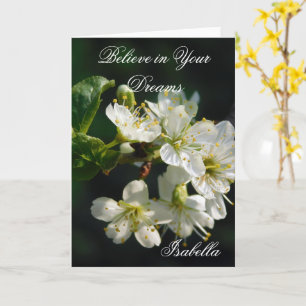 Moody Plum Bloesem   Donkere Botanische Kunst Bloe Kaart