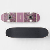 Moody Plum Floral Doodle Art Skateboard (Horz)