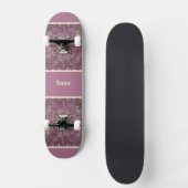 Moody Plum Floral Doodle Art Skateboard (Recto)