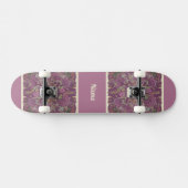 Moody Plum Floral Doodle Art Skateboard (Horz)