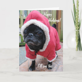 Moody Pug Christmas Wenskaart Feestdagen Kaart