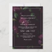 Moody Purple Blooms Budget QR Code Wedding Kaart (Voorkant)