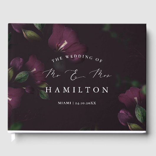 Moody Purple Blooms Calligraphie Mariage Livre d'o (Recto)