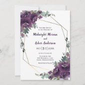 Moody Purple Blooms Floral Faire-part de mariage (Devant)
