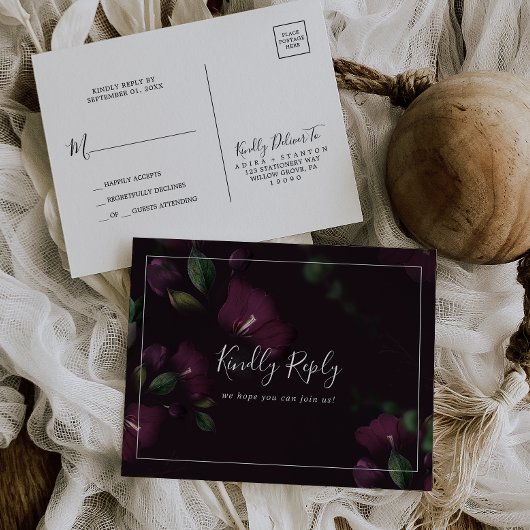 Moody Purple Blooms Motif simple carte postale RSV