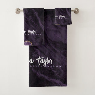 Moody Purple Gold serviette de bain en marbre